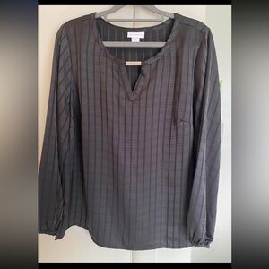 Liz Claiborne Black Checked Long Sleeve Blouse